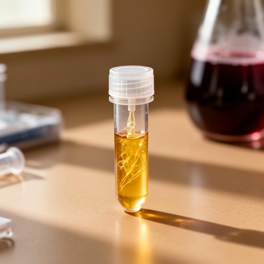 A vial of platelet-rich fibrin separated in a centrifuge